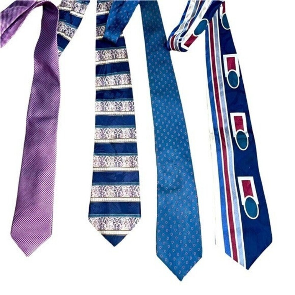 Men's designer Neck ties Blue and maroonish colorway LoS Bank & Cambridge